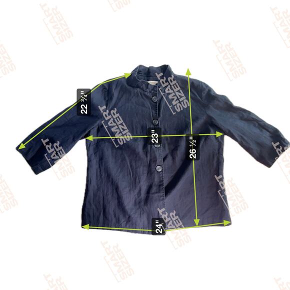 Coldwater Creek Women's 16 Dark Blue 100% Linen 4 Button Up 3/4 Sleeve Jacket - Picture 8 of 8